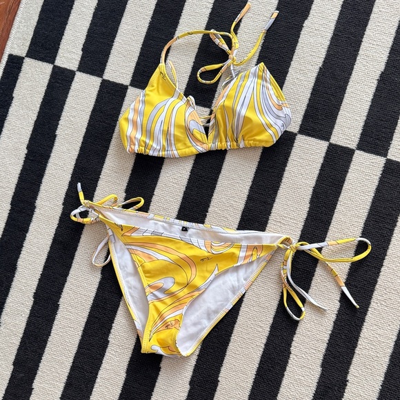 Women’s Yellow Marmo Swirl Bikini Set Size M - Picture 1 of 4